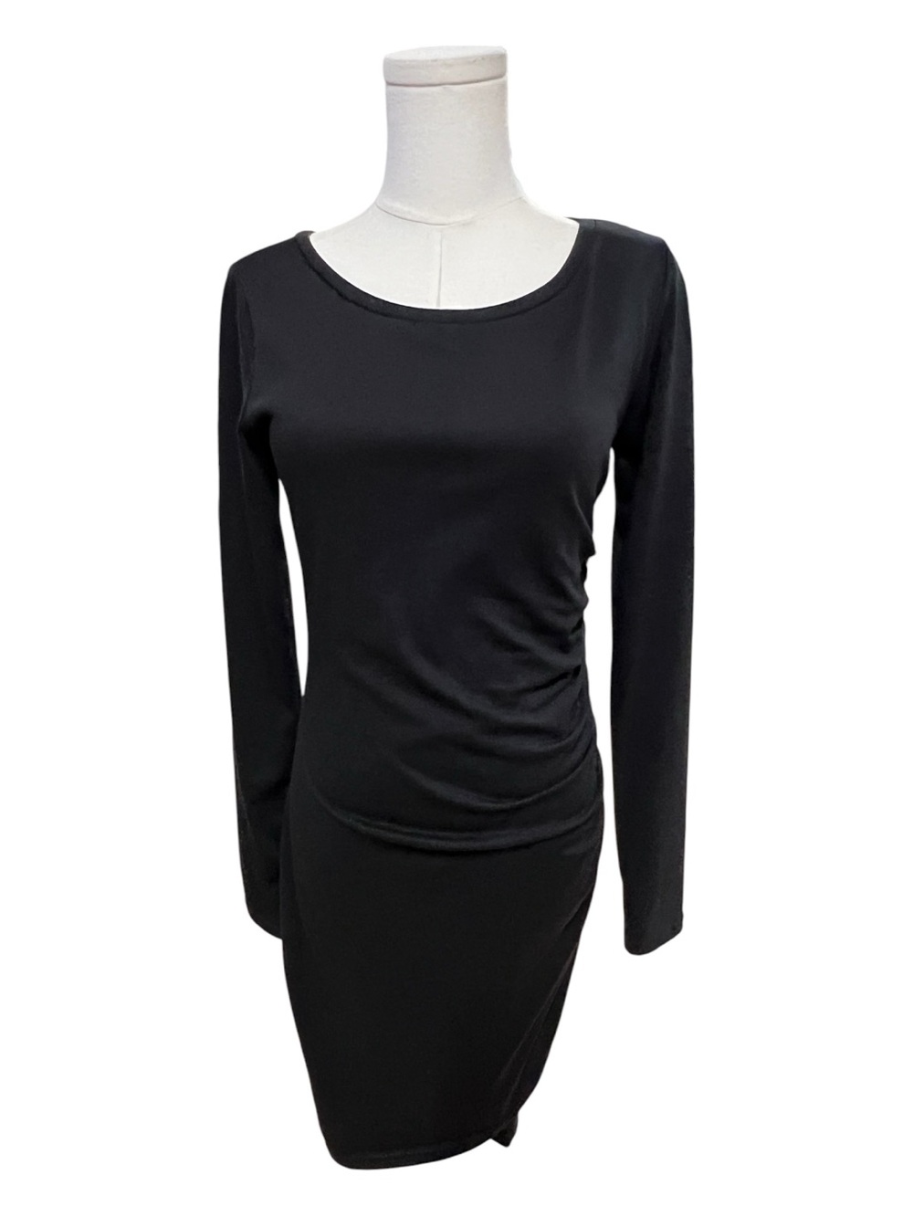 EUC Leith Black Long Sleeve Ruched Bodycon Dress | Medium
